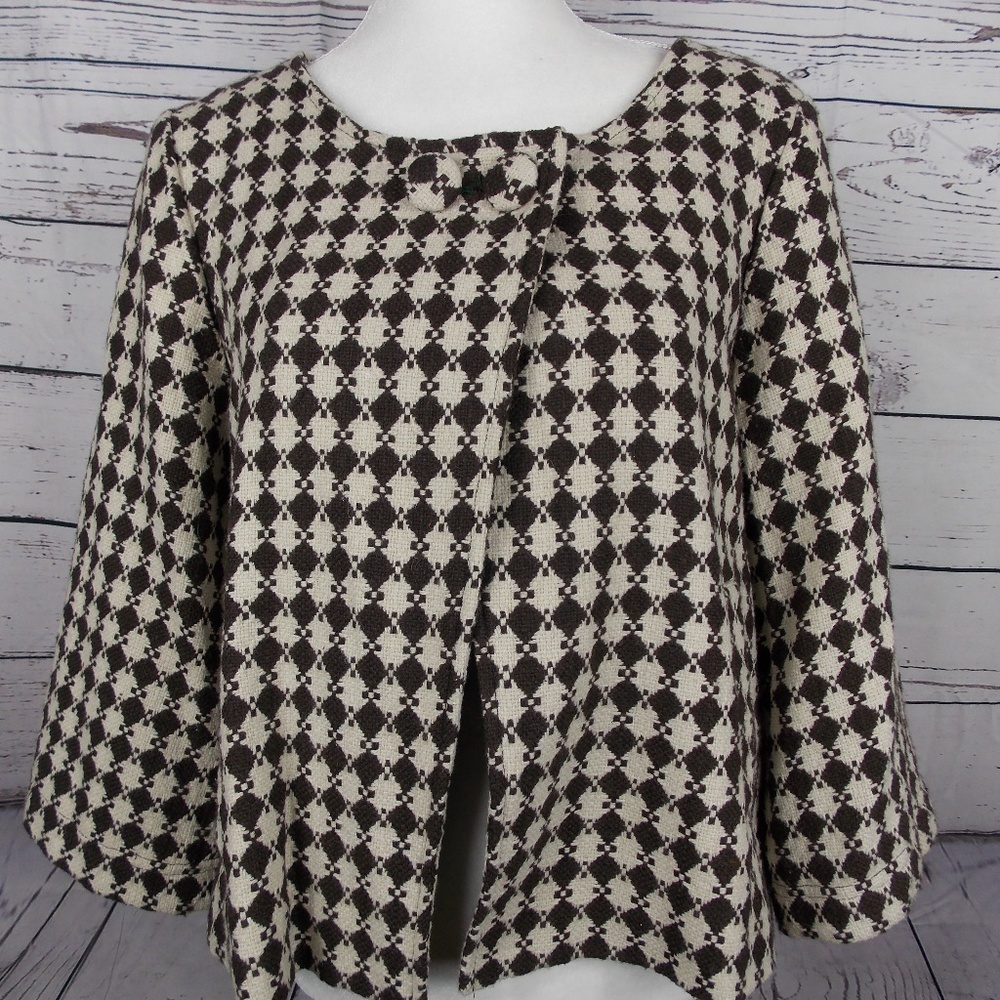 Vertigo Sz L Houndstooth Brown & Cream Blazer